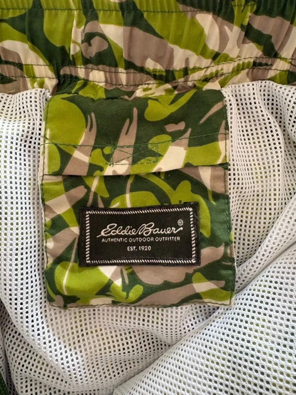 Eddie Bauer Green Palm Swim Trunks L